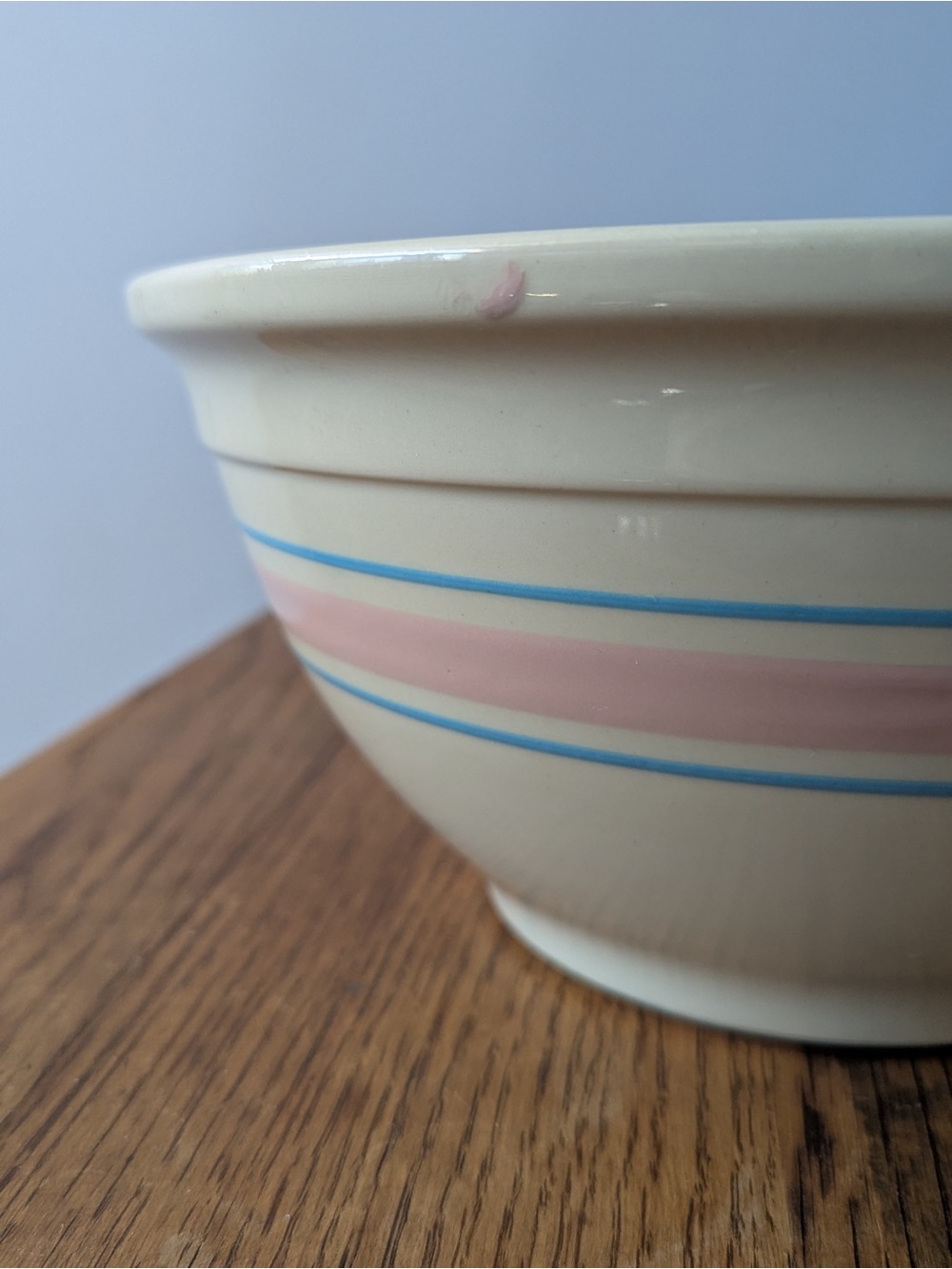 #10 Nesting Mixing Bowl - Vintage McCoy Pottery Oven Ware - Blue Pink Stripes - Picture 11 of 16